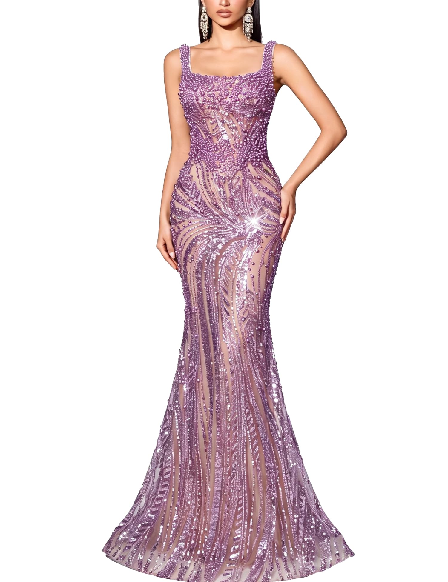 Photo 1 of VOUIAO Women's Sequin Mermaid Evening Dress
