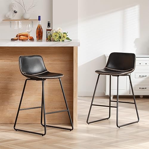 Miniatura 1 de HeuGah Juego de 1 taburetes de bar con altura de mostrador, taburetes de bar modernos para isla de cocina, taburetes de bar de 26 pulgadas de altura