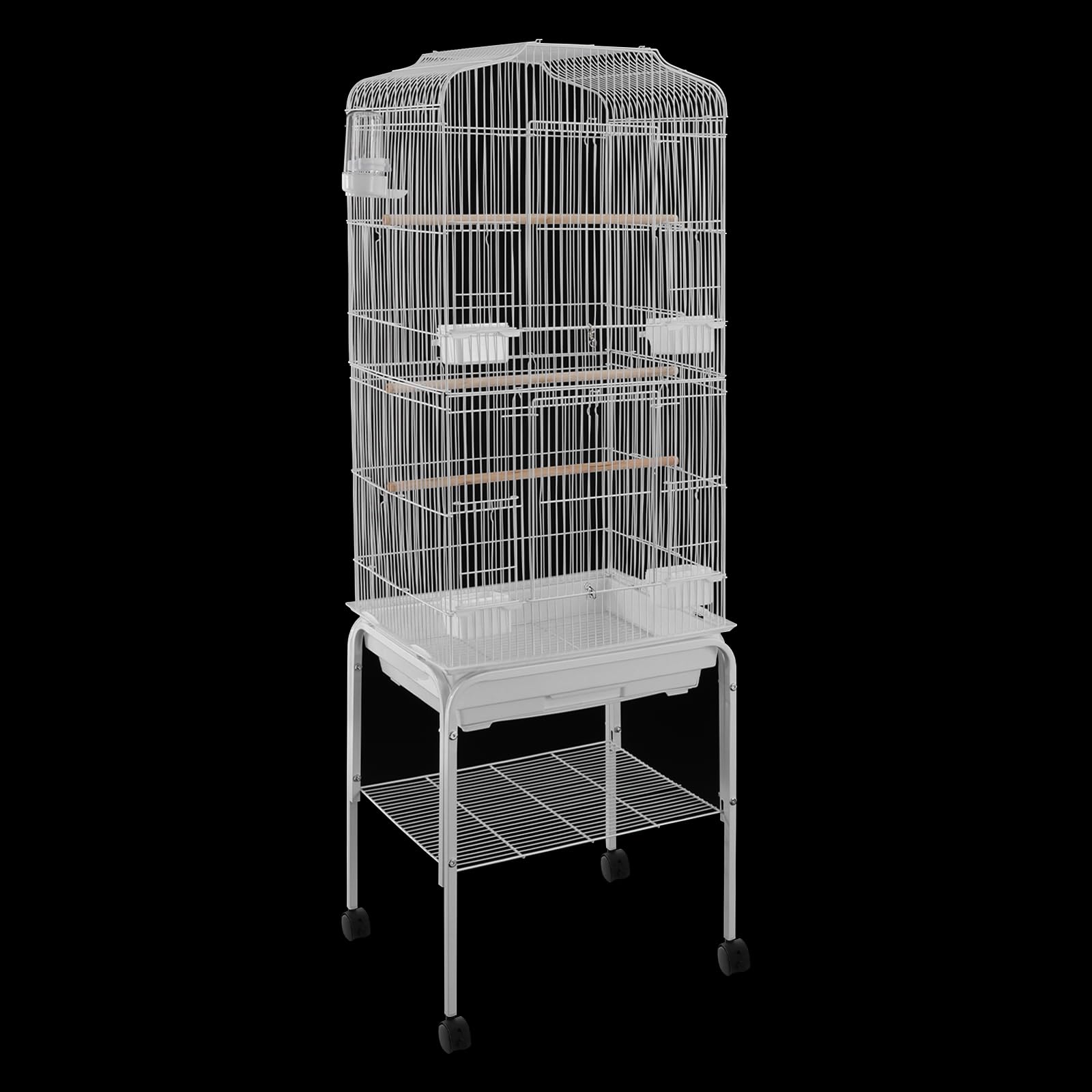 Jaula de hierro estable para pájaros, jaula de pájaros, jaula grande para pájaros, periquitos, periquitos, jaula, ruedas giratorias con freno que permiten un cambio de ubicación flexible, diseño