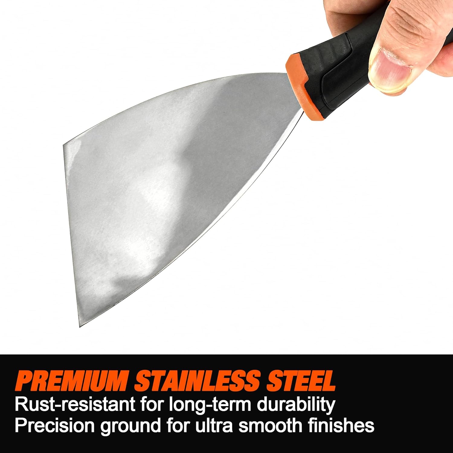 VANQUISH 4 Inch Stainless Steel Putty Knife Scraper with Soft Grip Handle and Metal Hammer End (3564)