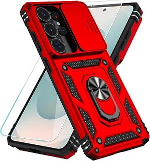 SunStory Phone Case for Samsung Galaxy S26 Ultra Case with HD Screen Protector & Kickstand & Slide Camera Cover,Phone Case for Galaxy S26 Ultra, Red
