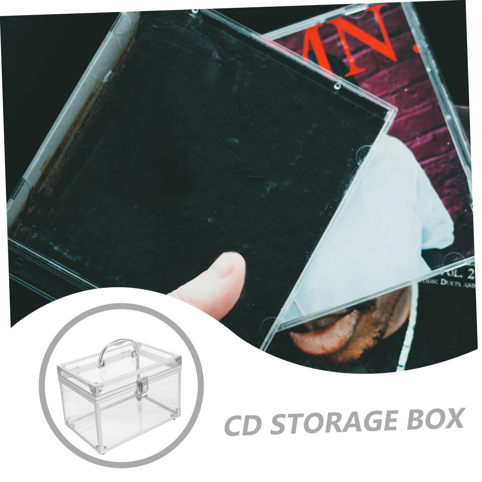 Scatola Porta Cd e Custodia Per Dvd in Acrilico Bianco Con Coperchio Protettivo, Contenitore Portatile Per Dischi, Organizer Per Casa, Ufficio e Viaggi