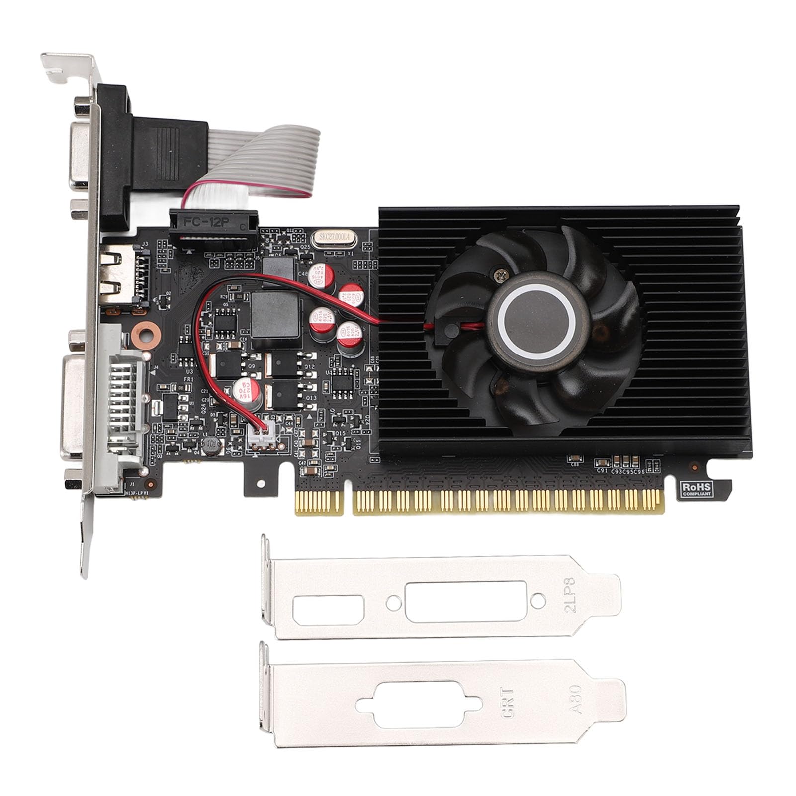Jiawu Karta Graficzna, 4 GB Pamięci DDR3 Architektura Fermi Karta Graficzna PCIe 3 0 X8 GT 740, do Komputerów Stacjonarnych z obsługą Dwóch Monitorów VGA DVI Brak Zewnętrznego Zasilania dla Komputerów