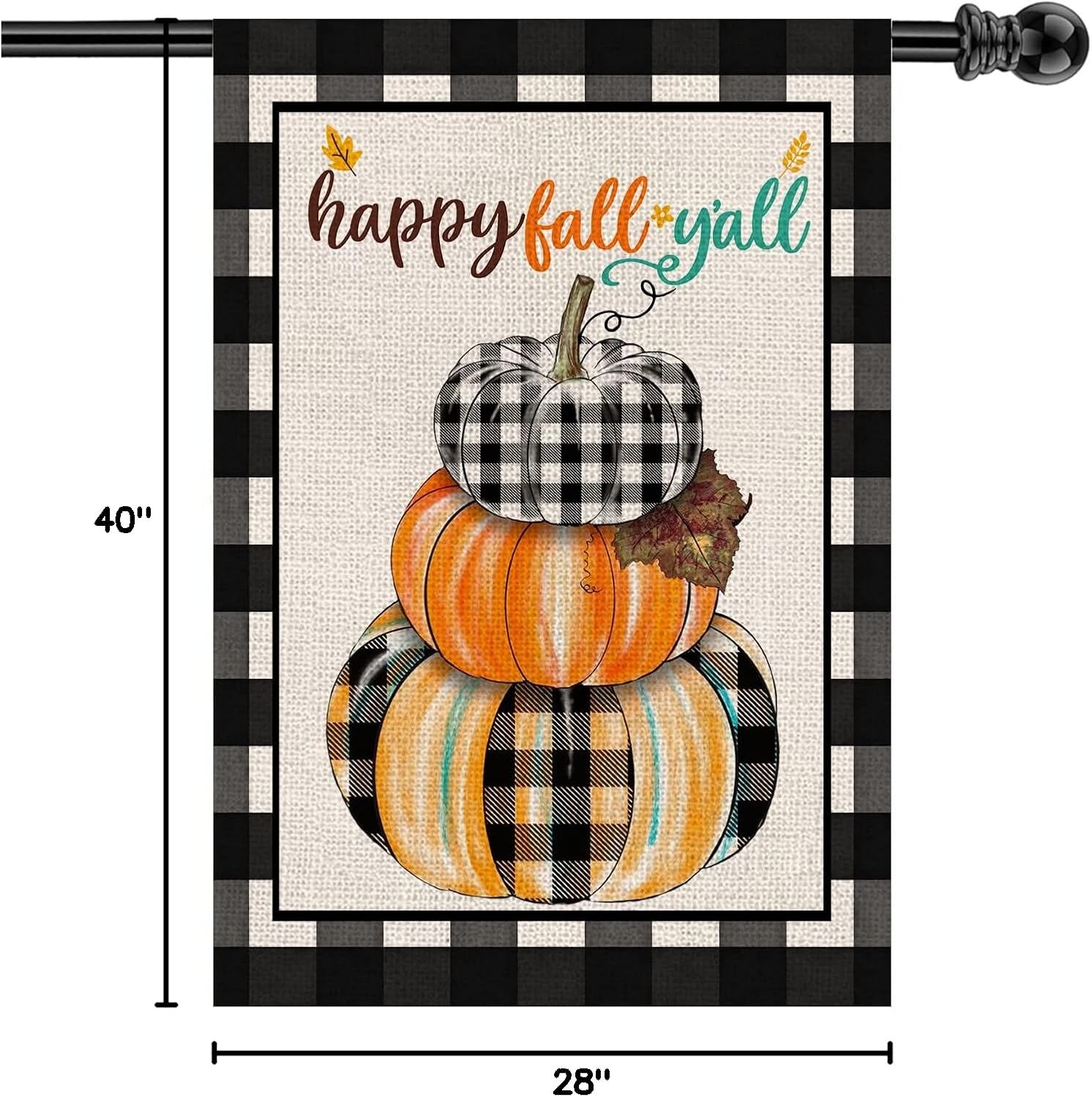 Fall House Flag Happy Fall Y'all Pumpkin Welcome Flags Double Sided Vertical Burlap Yard Outdoor Autumn Thanksgiving Decor 28x40 Inch