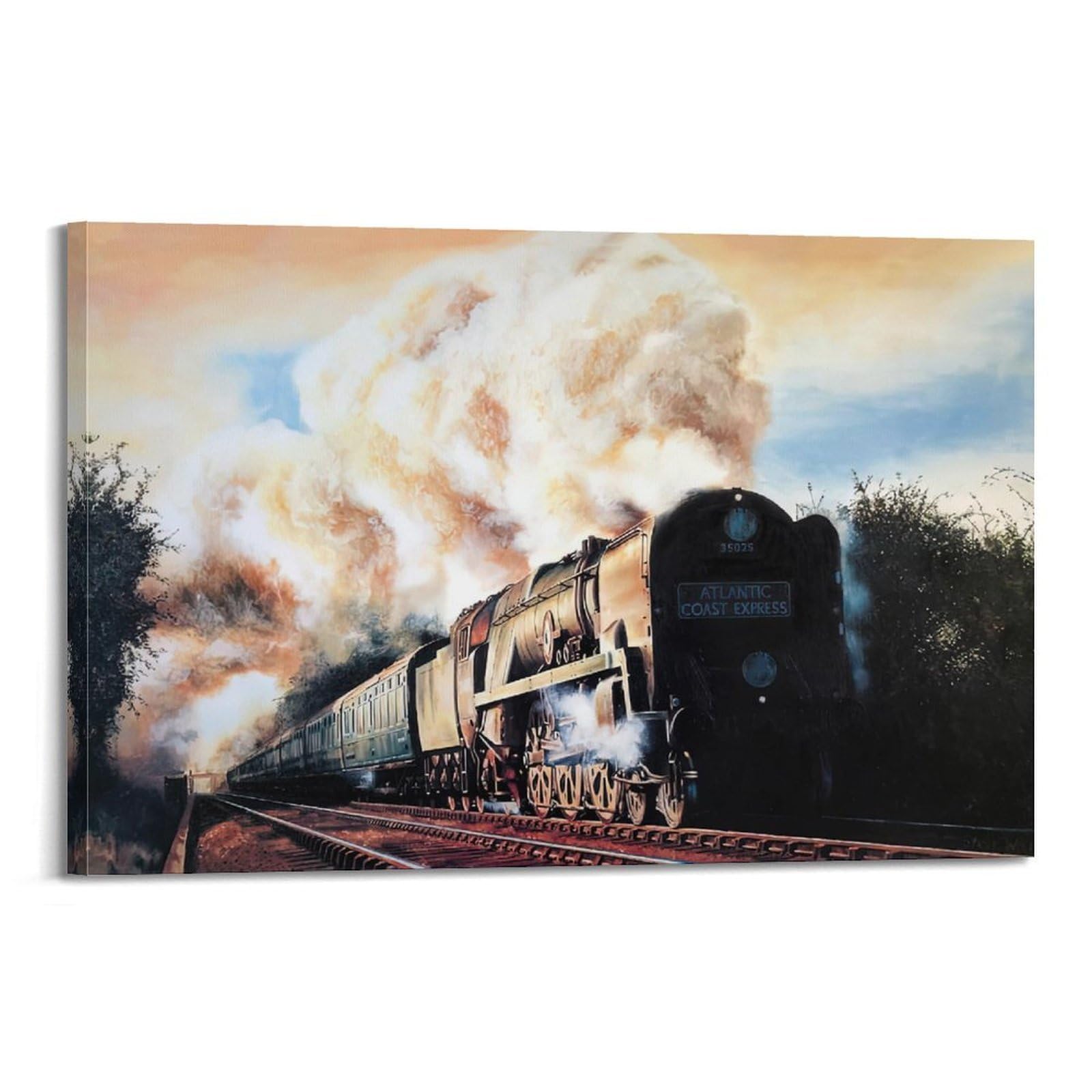 ZSZWHJ Vintage Transport Art Poster Train Railway Poster Decorative Painting Canvas Wall Posters And Art Picture Print Modern Family Bedroom Decor Posters 20x30inch(50x75cm)