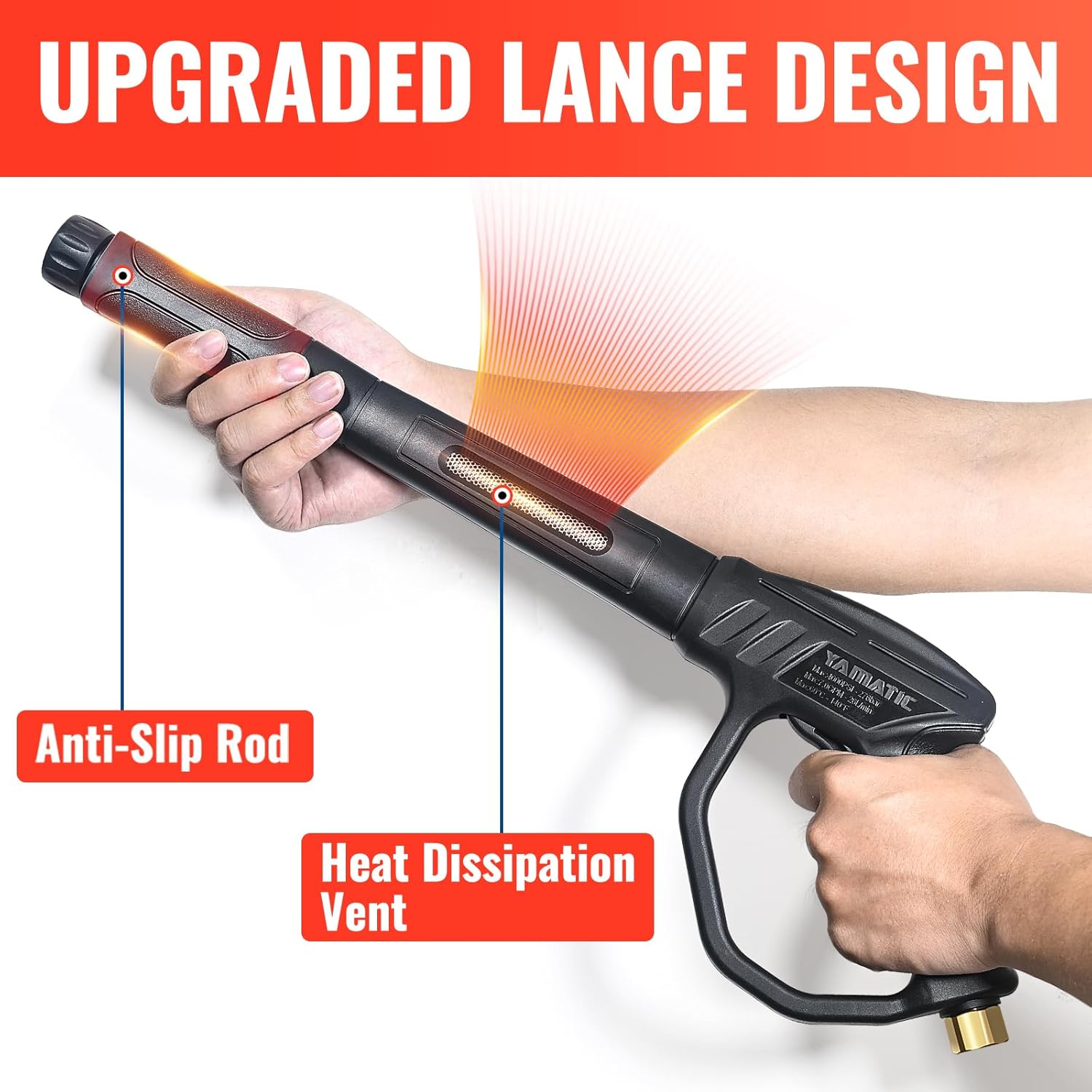 YAMATIC Pressure Washer Gun and Hose 25FT with Easy Pull Trigger - Ergonomics Handle - High Power Washer Hose and Wand Replacement for Honda, Excell, Simpson, Craftsman, Troy Bilt, Ryobi, Greenworks