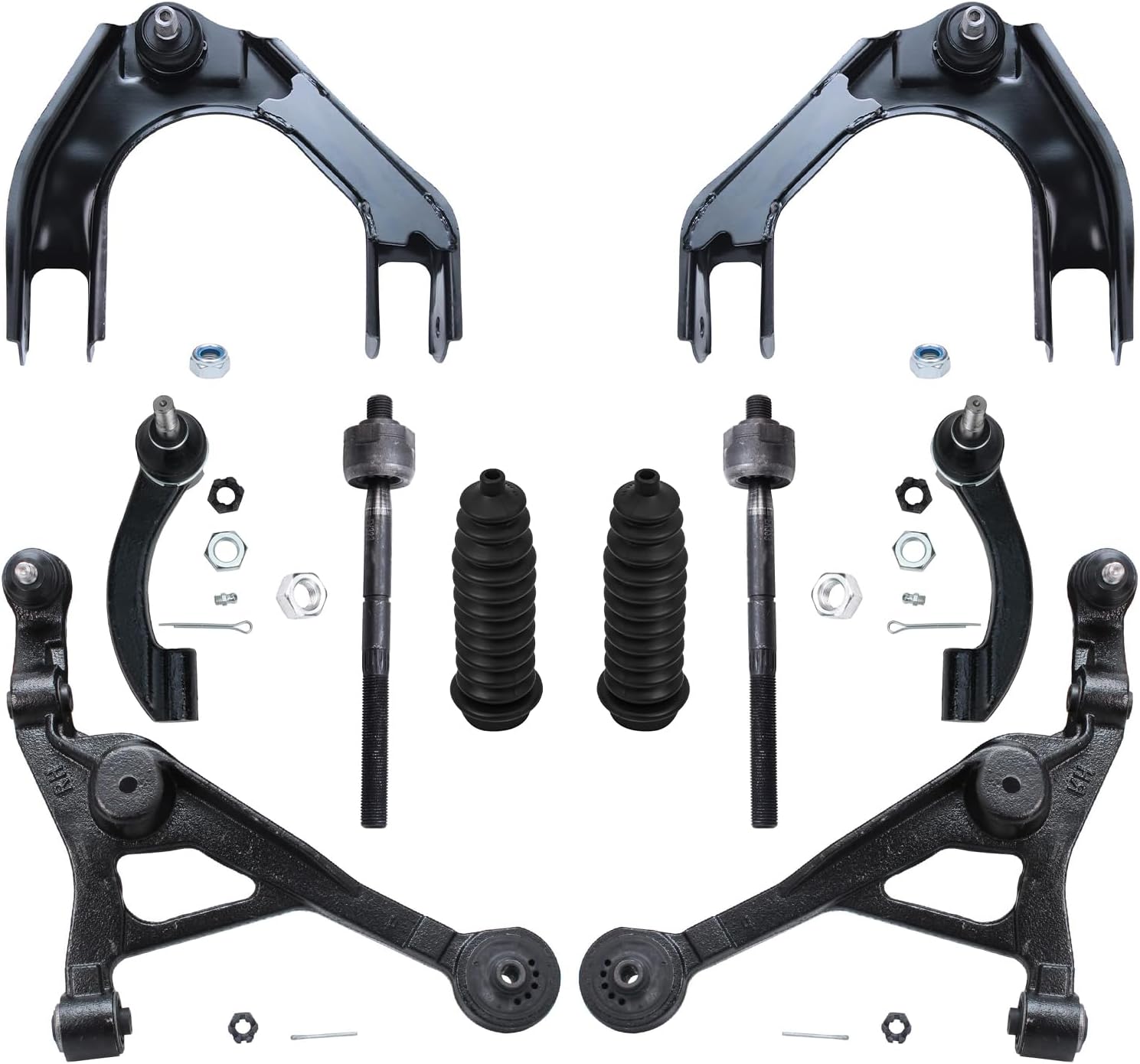 Detroit Axle - 10pc Front End Kit for 1995-2006 Dodge Stratus 1996-2006 Chrysler Sebring 1995-2000 Cirrus Plymouth Breeze, 4 Upper Lower Control Arms w/Ball Joints 4 Inner Outer Tie Rods 2 Boots