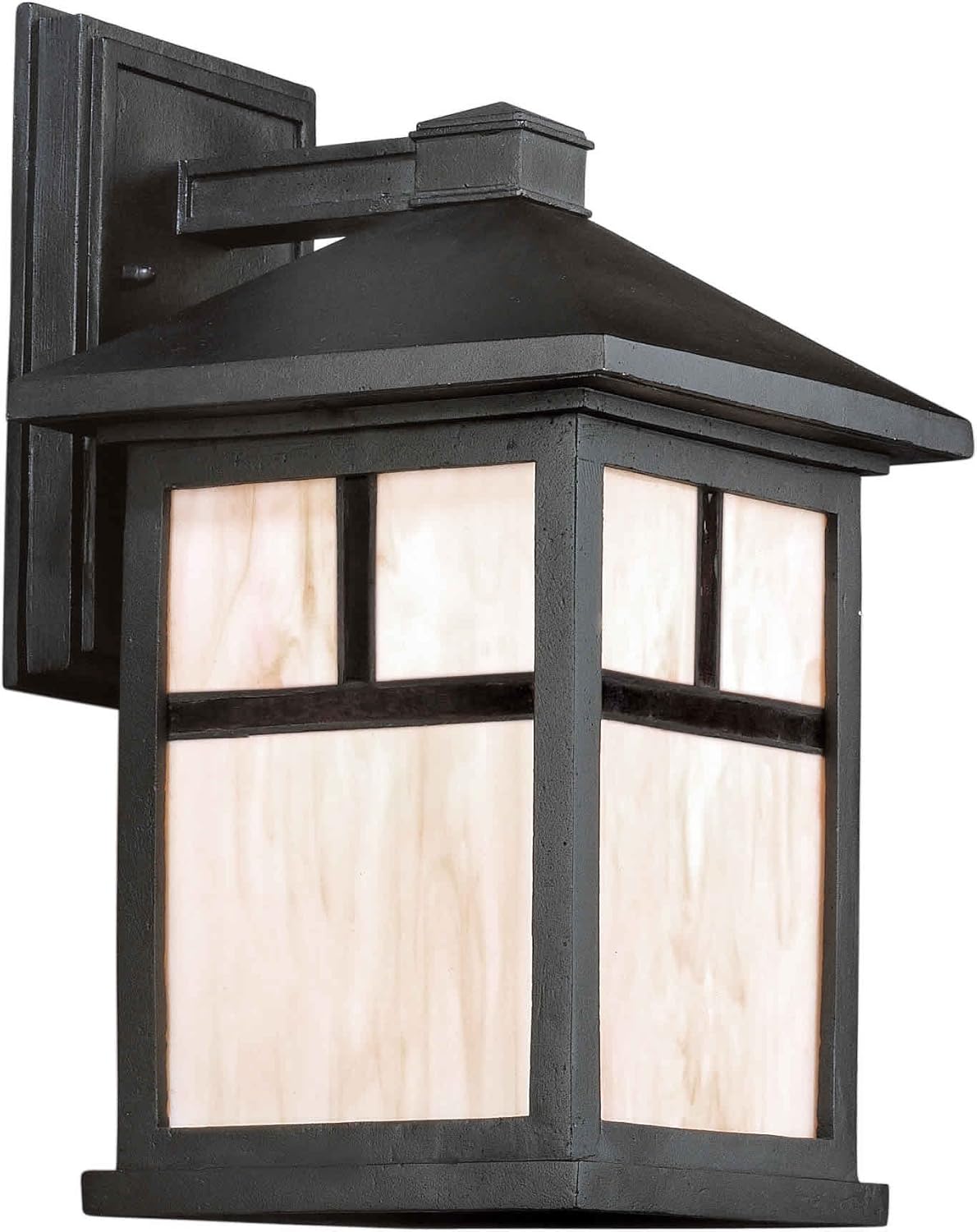 Forte Lighting 1873-01-04 Exterior Wall Light with Honey Glass Shades, Black