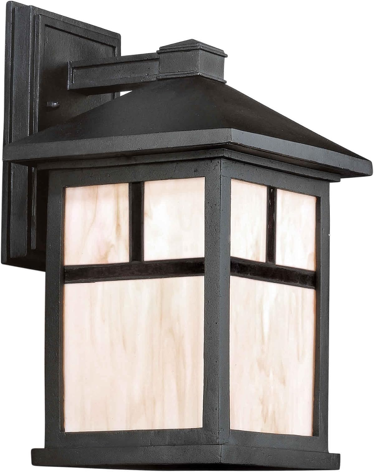 Forte Lighting 1873-01-04 Exterior Wall Light with Honey Glass Shades, Black
