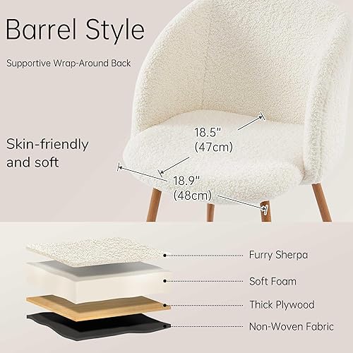 Miniatura 4 de NORDICANA Juego de mesa y sillas redondas de madera de 5 piezas, mesa de cocina de 47 pulgadas con sillas de barril para 4, juego de comedor Blanco