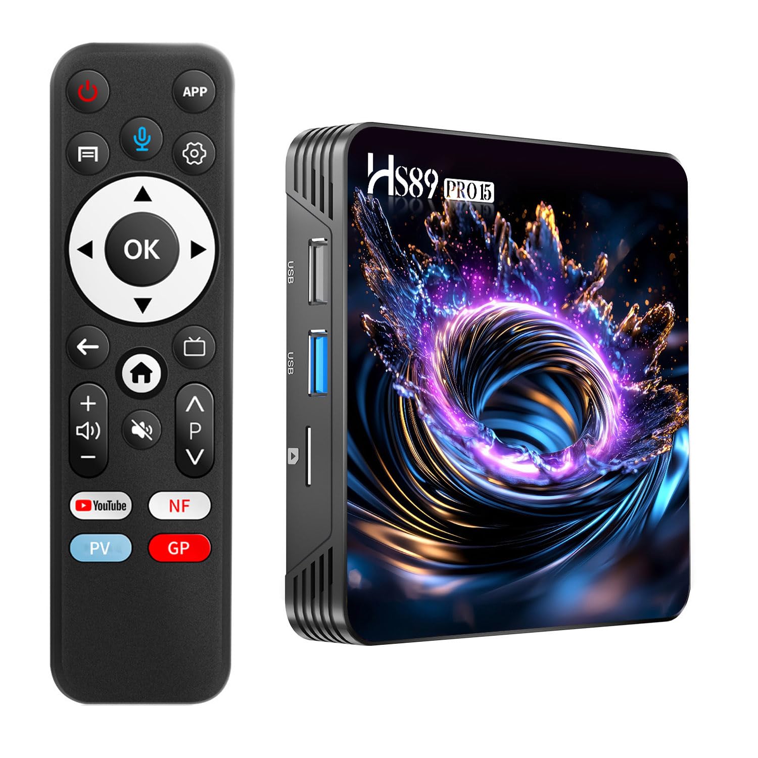 Android TV Box 14.0,Support 2.4/5.0GHz WiFi 10/100M Ethernet 4K BT5.4 H.265 | HS89 Pro 15 Smart TV Box 2GB RAM 16GB ROM RK3539 Quad-Core 64bit Cortex-A55 @1920MHz Mali-G310 GPU 3D DLNA HDMI2.1 USB3.0