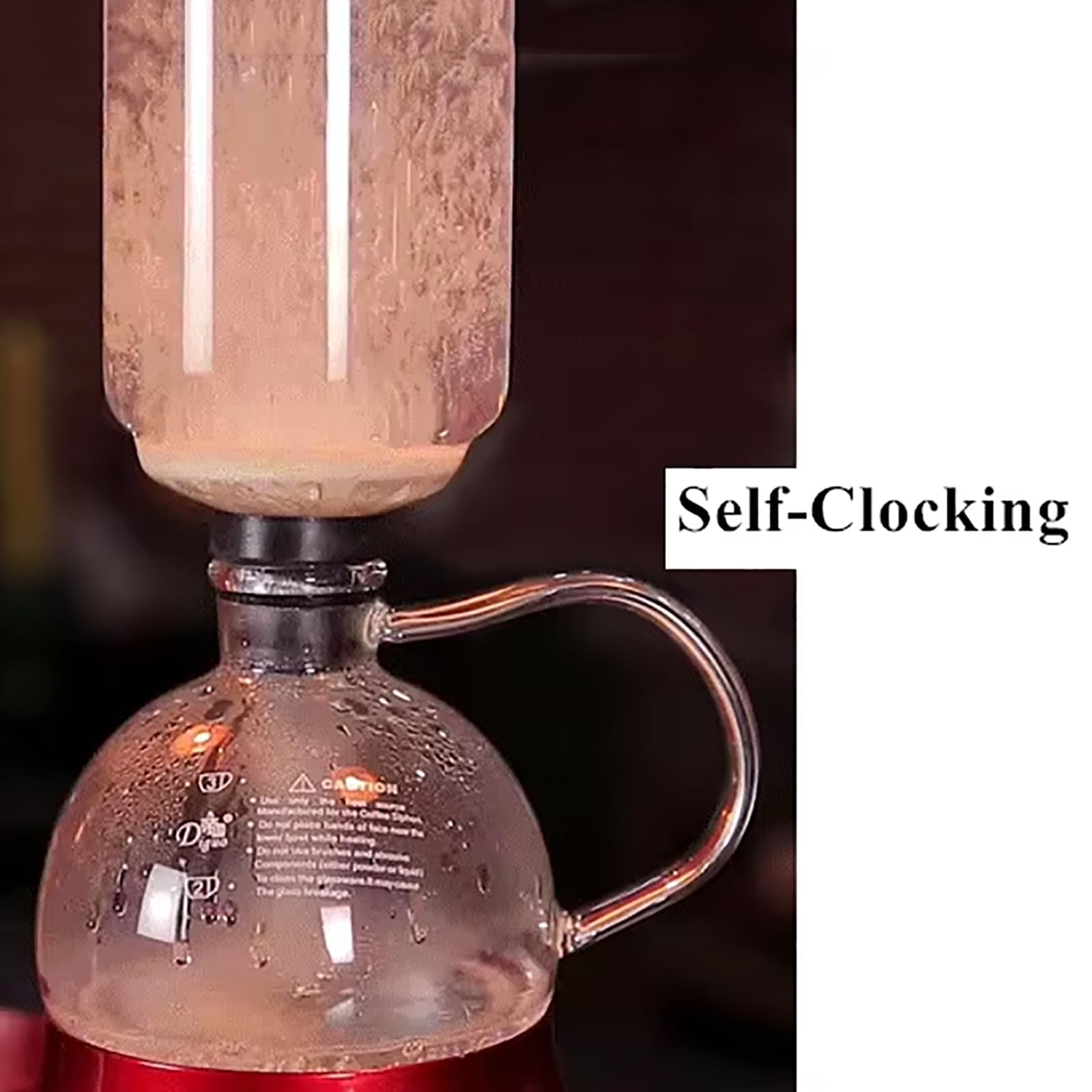 Cafetera De Sifón De Vidrio Al Vacío De 1 a 3 Tazas, Cafetera De Sifón De Sobremesa con Chasis Calefactor De Acero Inoxidable, Potencia Ajustable De 200 a 500 W Y Temporizador Automático