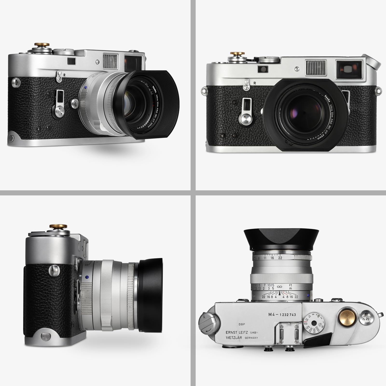 Haoge LH-ZV02MB Paraluce quadrato in metallo per Voigtlander Nokton 35mm f/1.4 II, 40mm f1.4,50mm f1.5 II 28mm f1.5 VM Mount,Carl Zeiss Biogon T* 35mm f2 ZM, 2.8/35 35mm f2.8 ZM, 50mm f2.8 ZM, 50mm f2