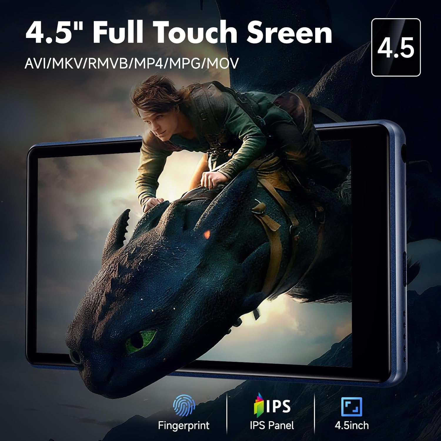 160GB Android MP3 Player with Bluetooth and WiFi, 4.5" Touchscreen MP4 Music Player with Spotify Kids, Amazon Music, YouTube, Pandora, Audible, Google Play, Speaker, Parental Control, Up to 1TB