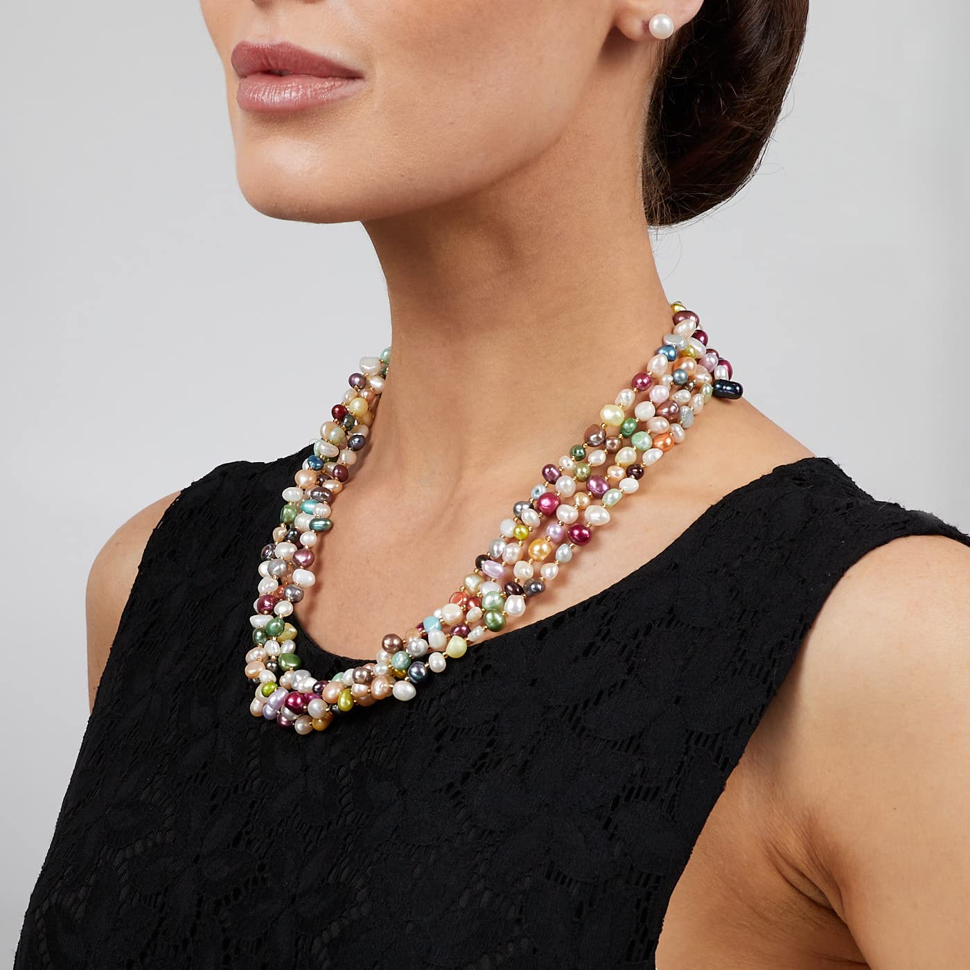 Treasure Bay Collier de Perles pour Femmes | Collier Chunky en Perles d'Eau Douce Multicolores pour Femmes