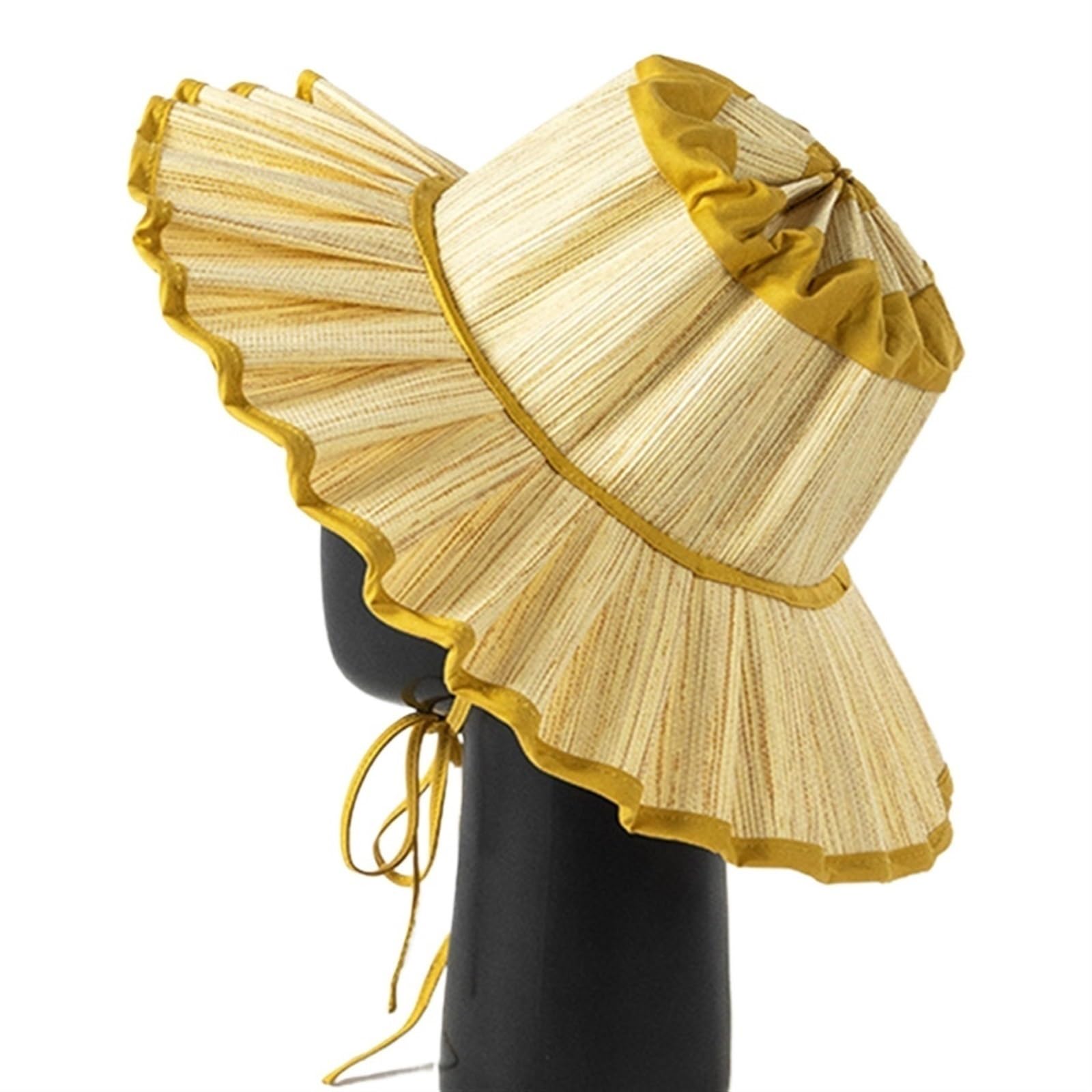 Sombrero de paja de ala ancha para mujer, sombrero de playa plegable plisado para verano, al aire libre, boda, impermeable y protección solar UPF 50+