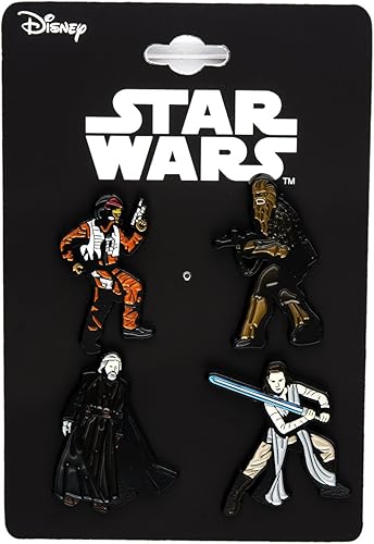 Miniatura 3 de Star Wars Paquete de 4 pines de coleccionista de esmalte The Last Jedi Poe, Rey, Chewbacca, Luke
