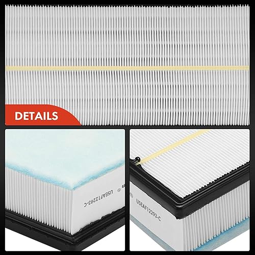 Miniatura 7 de A-Premium Filtro de aire del motor delantero compatible con Volkswagen Atlas 2018-2023, Atlas Cross Sport 2020-2023, repuesto # 3QF129620