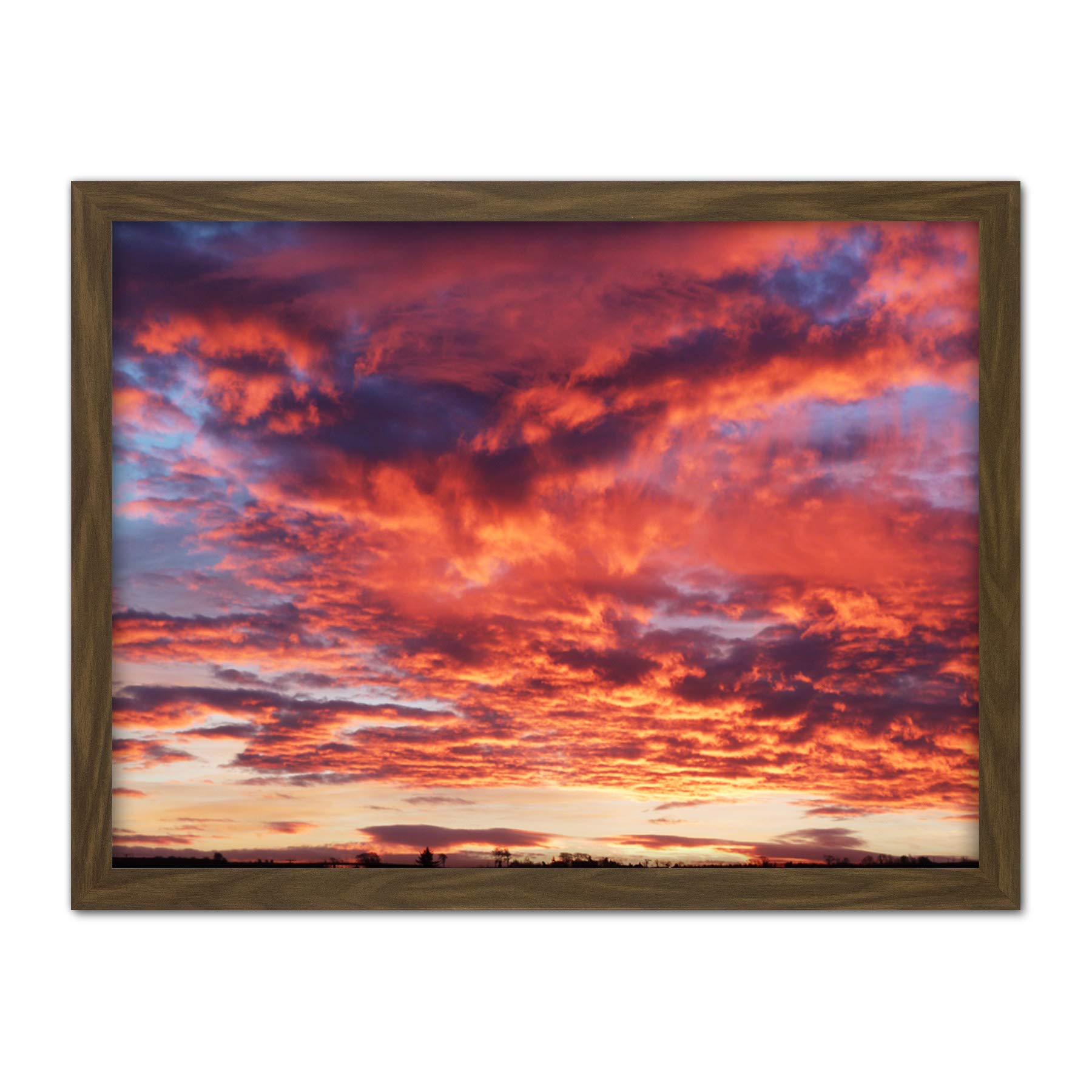 Artery8 Beautiful Sky Clouds Sunset Photo Artwork Framed Wall Art Print 18X24 Inch