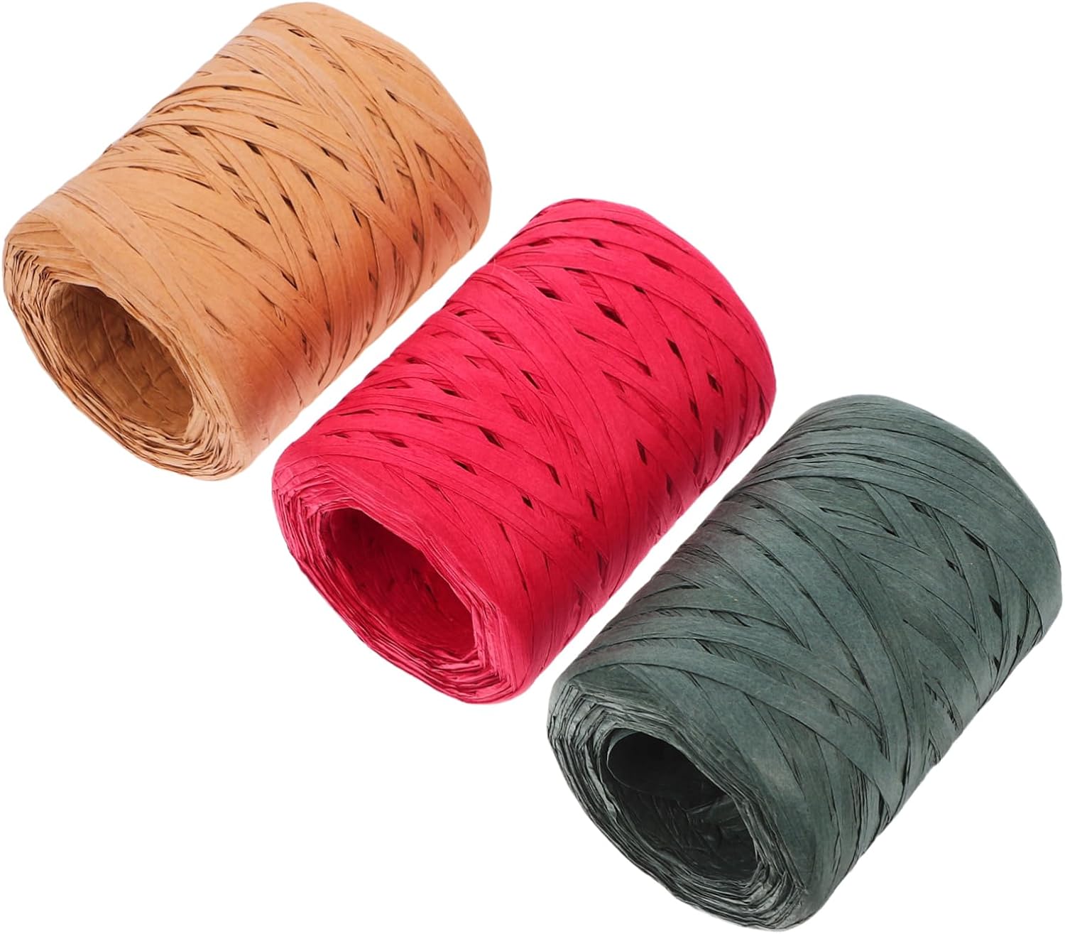 3rolls Raffia Ribbon for Crafting Wrapping and Wedding Decor Finish for Packaging and DIY Projects