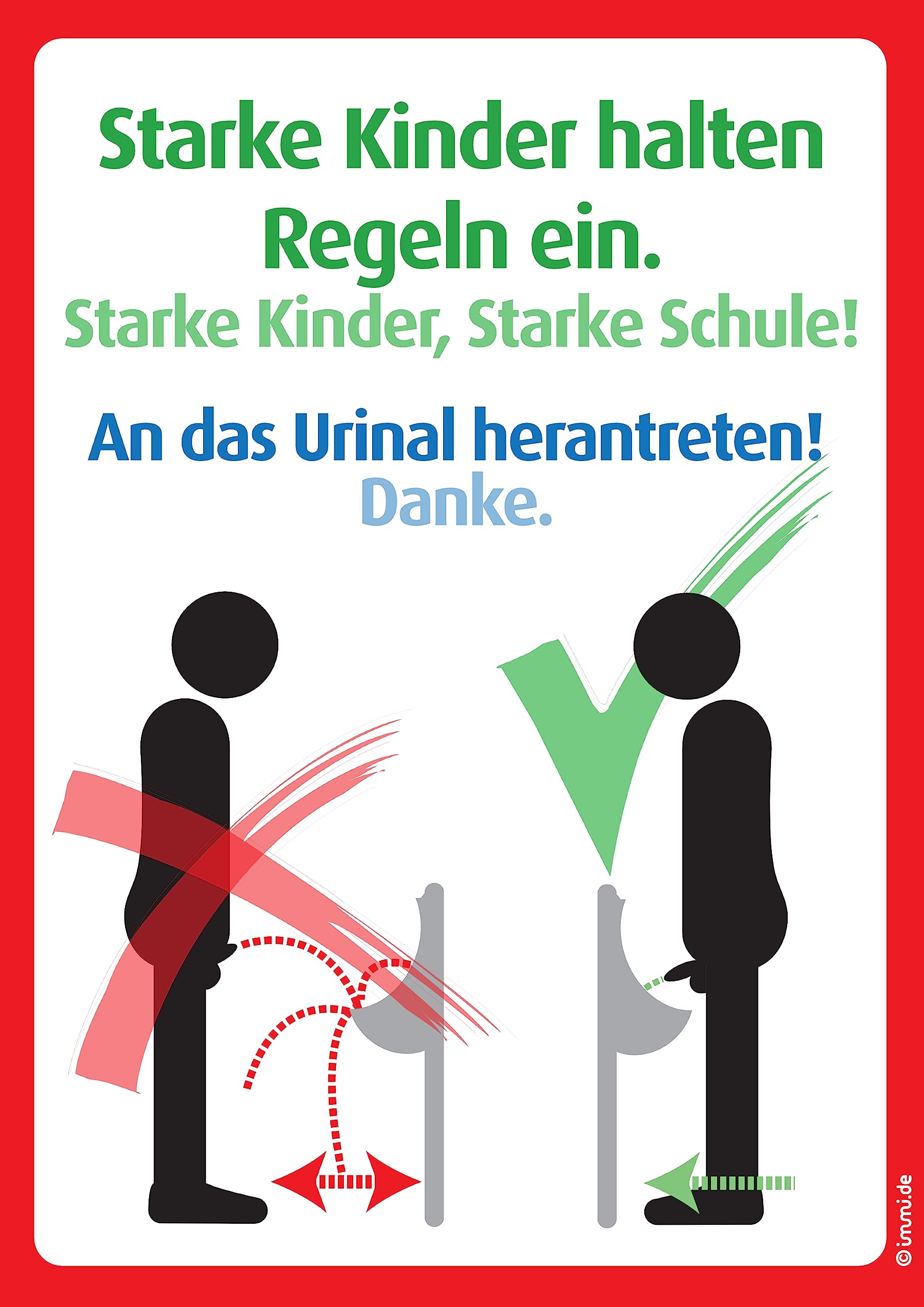 immi 1x Schulschild laminiert - An das Urinal herantreten (A4)