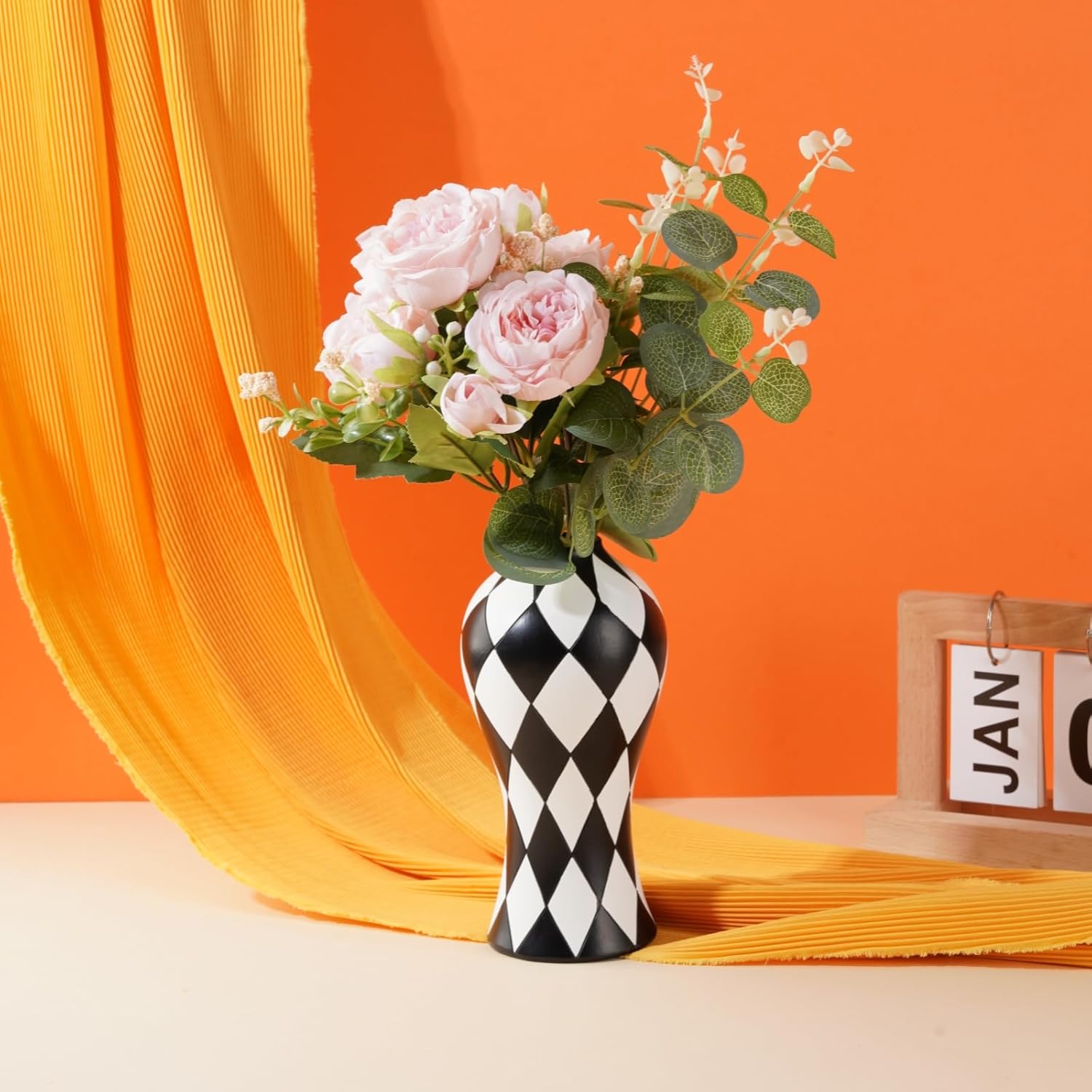 Modern Simple Black and White Checkered Flower Arrangement Vase | Living Room Home Decorn Decoration Table Kitchen Desktop Minimalist Decor - Image 7