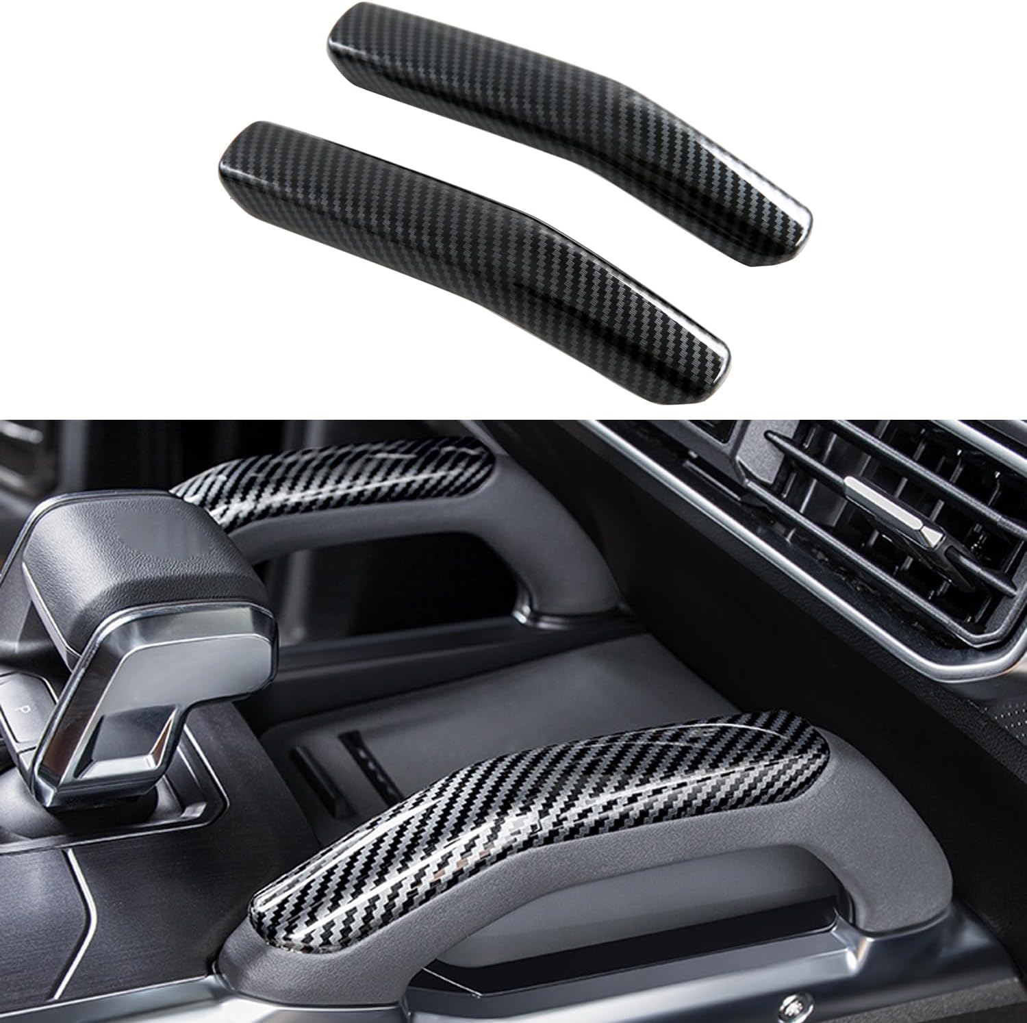 CTH for Jetour T2, Traveller 2023-2026 Interior Center Gear Shift Box Side Armrest Decorative Cover Trim Car Accessories 2pcs (Carbon Fiber Black)