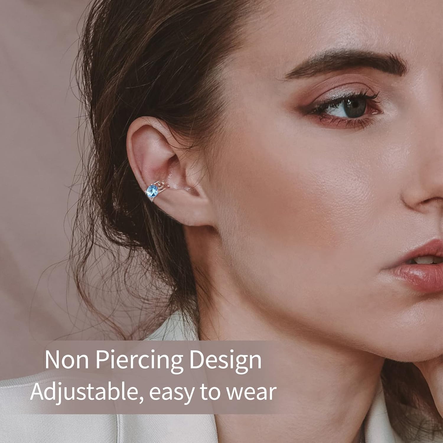 ChicSilver Ear Cuffs 925 Sterling Silver Created Birthstone Celtic Knot Ear Cuff Earrings Non Piercing Cartilage Cuffs Ear Conch Clip on Earrings for Women Hypoallergenic