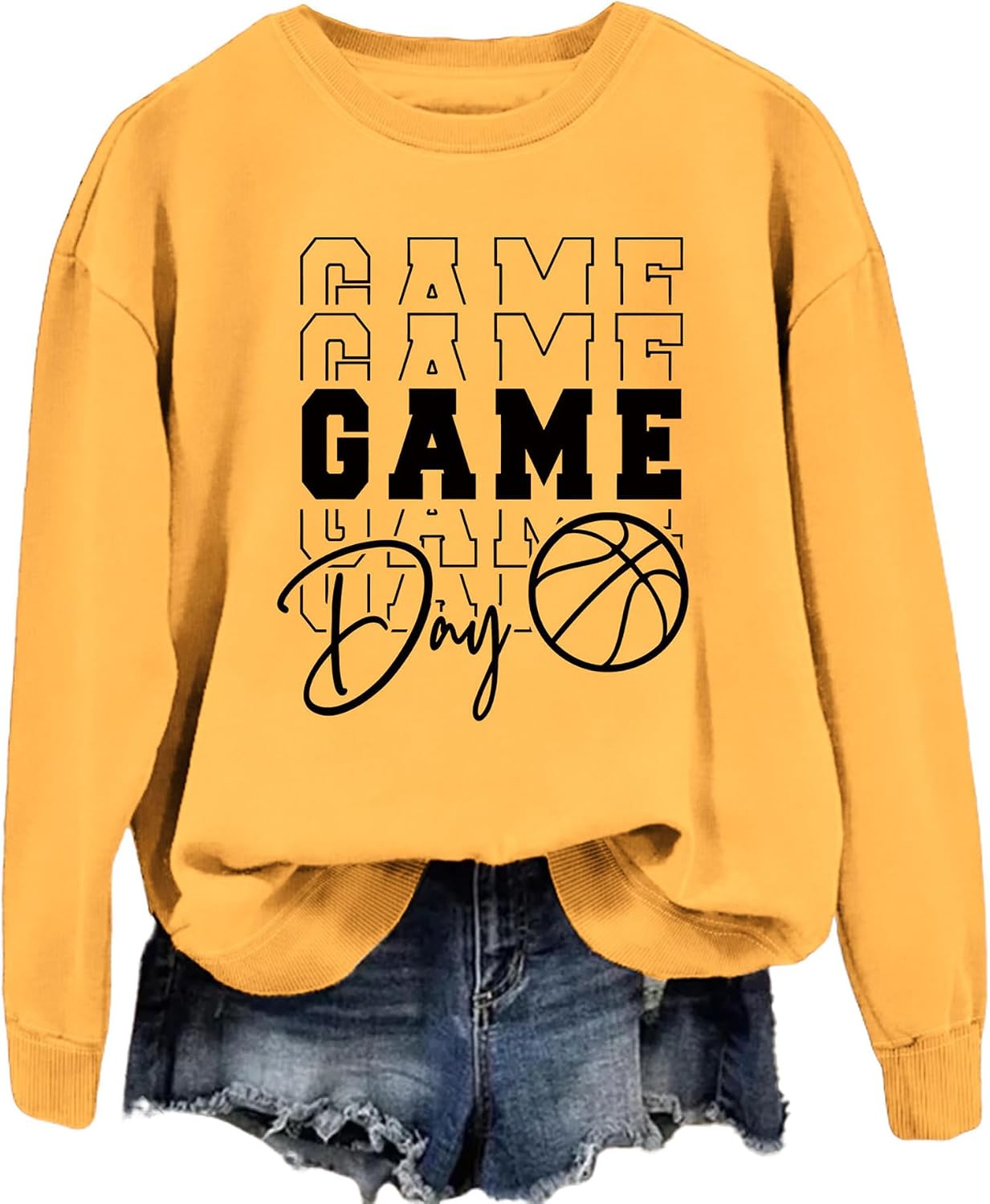Sweatshirt for Women Game Day Blouse Crewneck Long Sleeve Pullover Basketball Graphic Tees Sports Tops