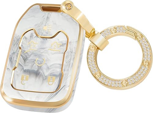 SWEETBOND Funda para llavero Chevy compatible con llave inteligente Suburban Tahoe, Blanco-6 botones