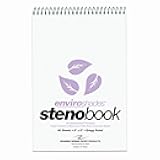 ROARING SPRING Enviroshades Colored Steno Books, 4 Pack of Memo Pads, Recycled Orchid Paper, 6