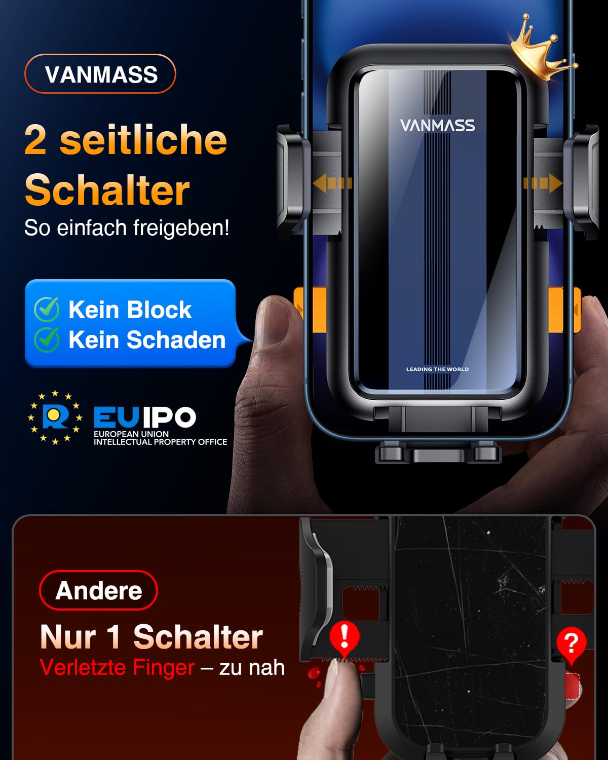 VANMASS 2026【True Militär-Klasse】Handyhalterung Auto【Stärkste Saugnapf & Lüftungsclip 】4 in 1 Handy Halterung Auto Handyhalter 360° drehbar Autohalter für iPhone 17 Pro Max/17 Air/16/15/14 Samsung S25