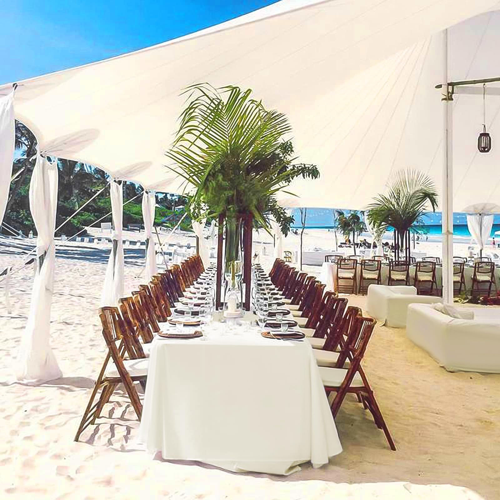 Confezione da 2 tovaglie rettangolari in poliestere avorio, 153 x 260 cm, per tavoli da 1,8 m, lavabili rettangolari, per matrimoni, banchetti
