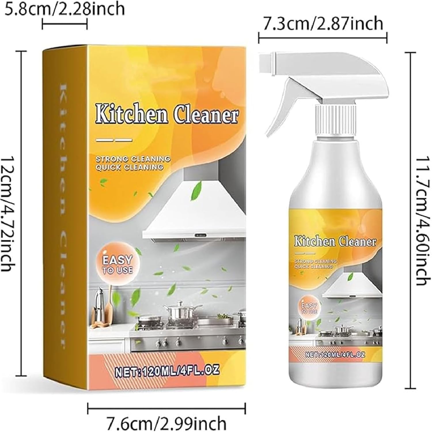 Effective Kitchen Degreaser Cleaner Spray, Heavy-Duty Kitchen Oil Remover Spray for Countertops, Ovens, Stovetop (3pcs)