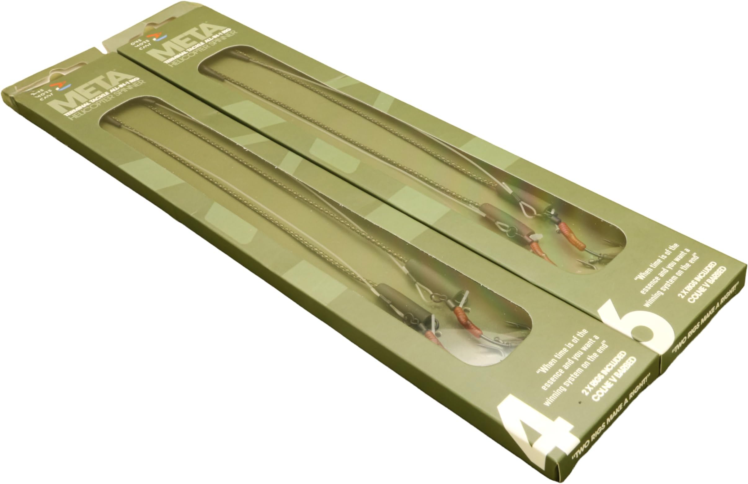 OMC Meta Terminal Tackle All-in-1 Rig Helicopter Spinner - Tungsten Leadcore & Spinner Swivel System - Barbed & Barbless - Size 4 & 6-2 Rigs Pack