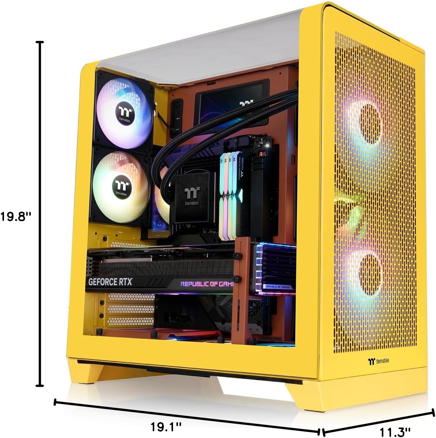 Thermaltake View 390 Air; Mid Tower; 2x120mm CT Fans Included; 360mm Radiator Support; 420mm GPU Clearance; Hidden Connector Support; Rotatable PCIe Slots; Butter Caramel; CA-11F-00MMWN-00
