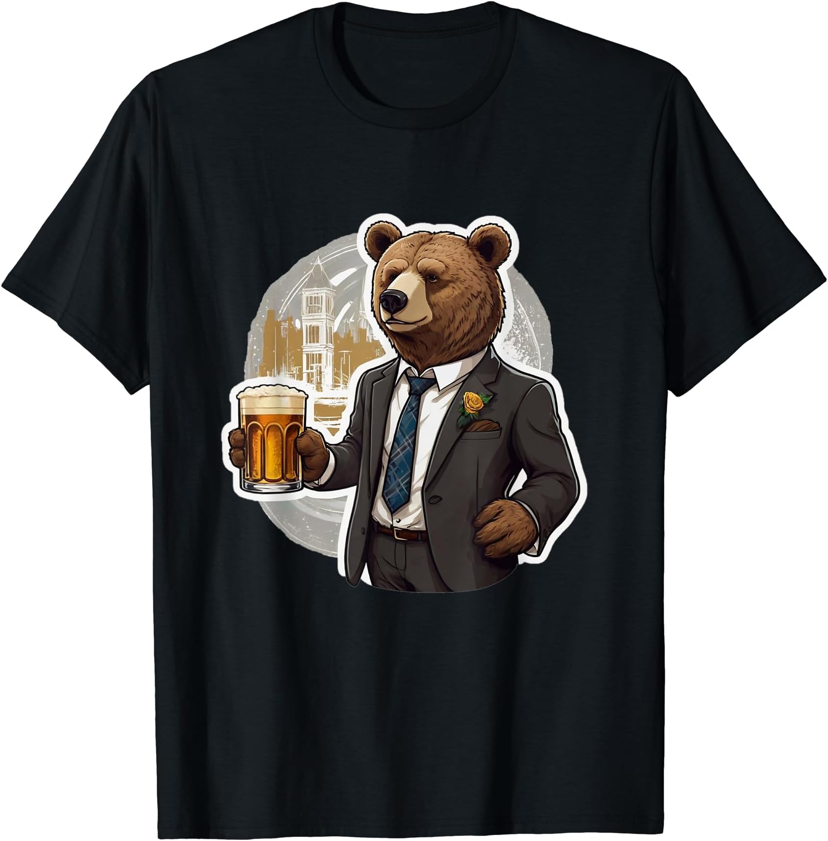 TS DörgenhausenTeddy bear wears chic suit as gentlemen and drinks beer T-Shirt