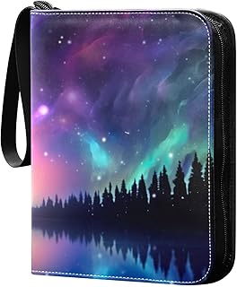 Kigai Wolf Trading Card Binder with Sleeves PU Leather Holds 400 Cards,Double Sided Trading Card Folder with Zipper Collection Binder Album Book Case for Boys Girls