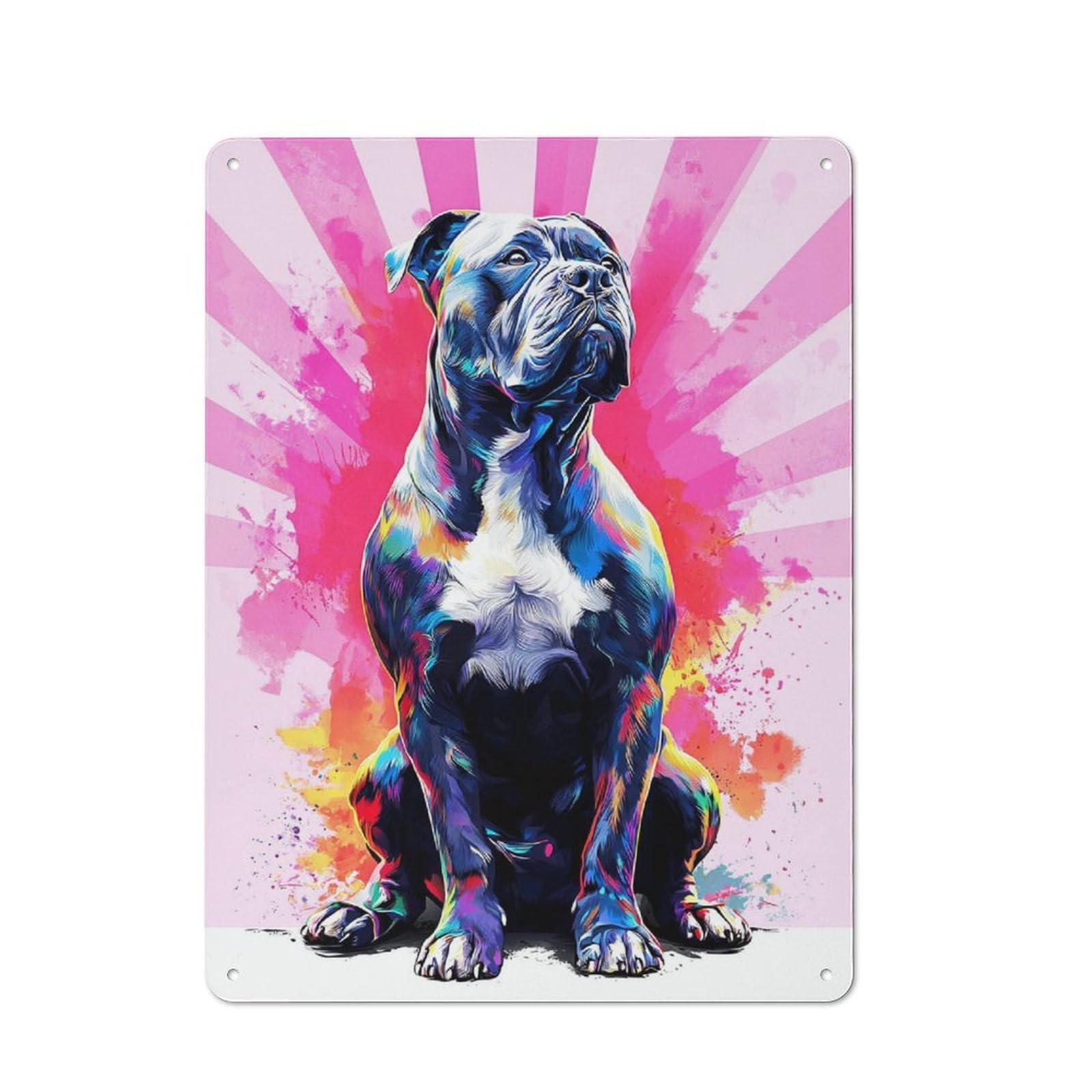 Junmoney Vibrant Colorful Dog Art Print Metal Wall Art Sign 40X30cm, Modern Retro Urban Room Decor For Modern Home, Workshop, Office Or Cafe