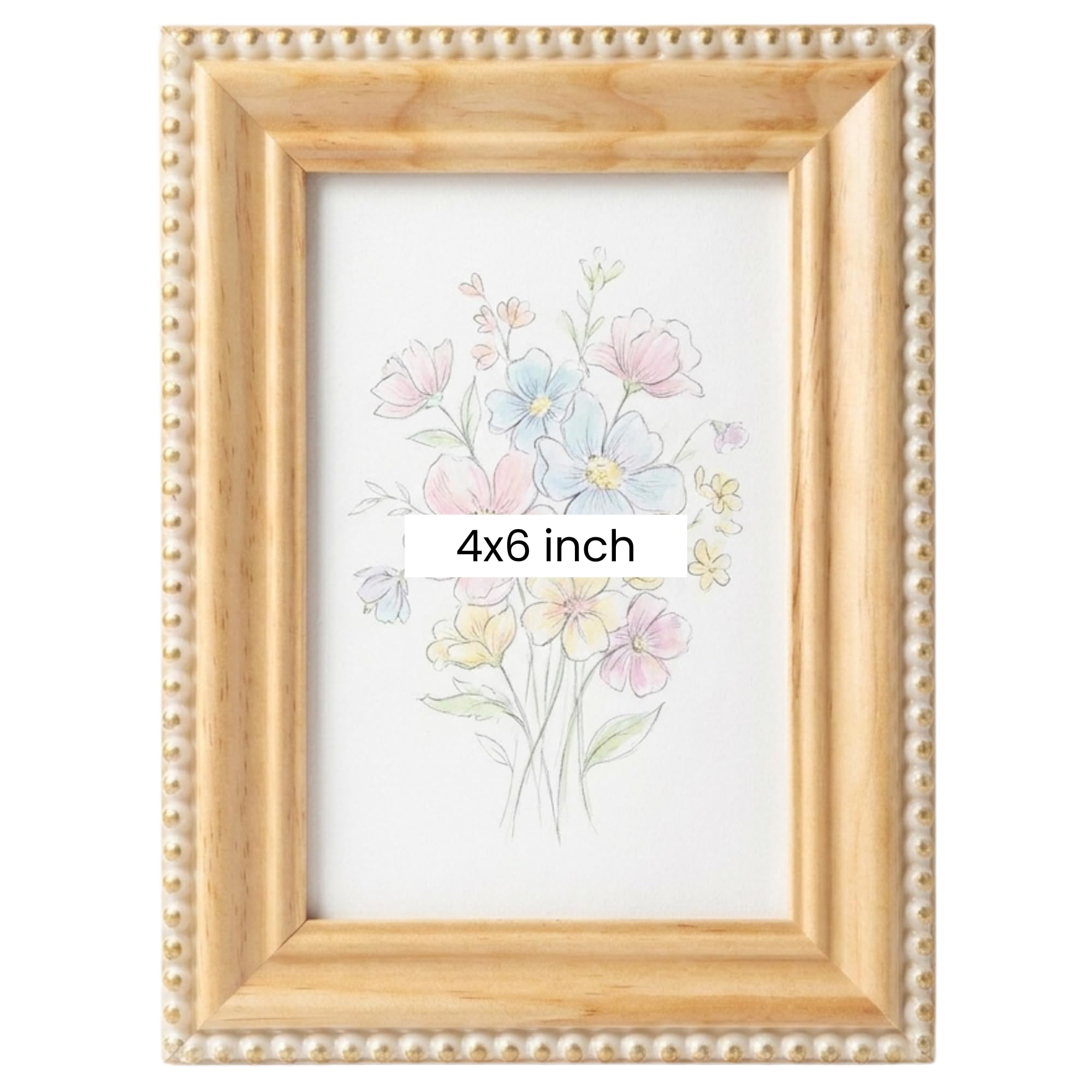 Concepts Natural (Pack Of 1) Pack Of 1-4X6 Natural Pine Bead Frame | Wooden Picture Frame For Photos, Prints, Artwork, Events & Home Decoration