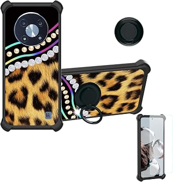 OSNCG Case Compatible for Zte 5g UG Phone U23 Phone Case Cover [with Tempered Glass Screen Protector][Hard PC + Soft Silicone][Ring Support] [Colorful Reflect Light] IMDH-ZBW