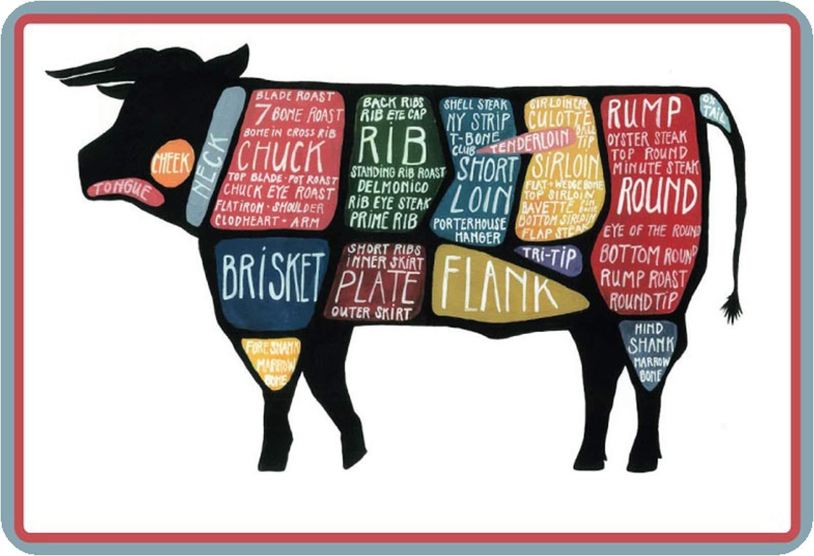 Schatzmix Blaszana tabliczka Rind Metzger Części Tabliczka metalowa dekoracja ścienna 20x30 cm tin sign