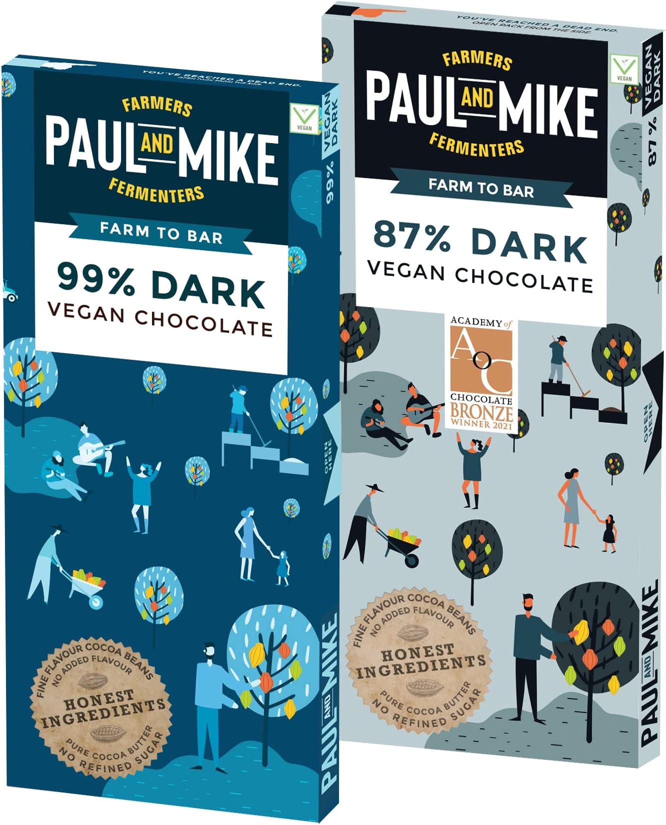 Intense Dark Chocolate Combo-99 Dark Vegan & 87% Dark Vegan, (Pack Of 2),68 Grams