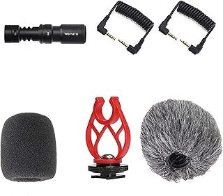 WEPOTO Universal Video Microphone,Compatible with iPhone Android 3.5mm Interface Smartphones, 3.5mm Interface Canon EOS/Ni...