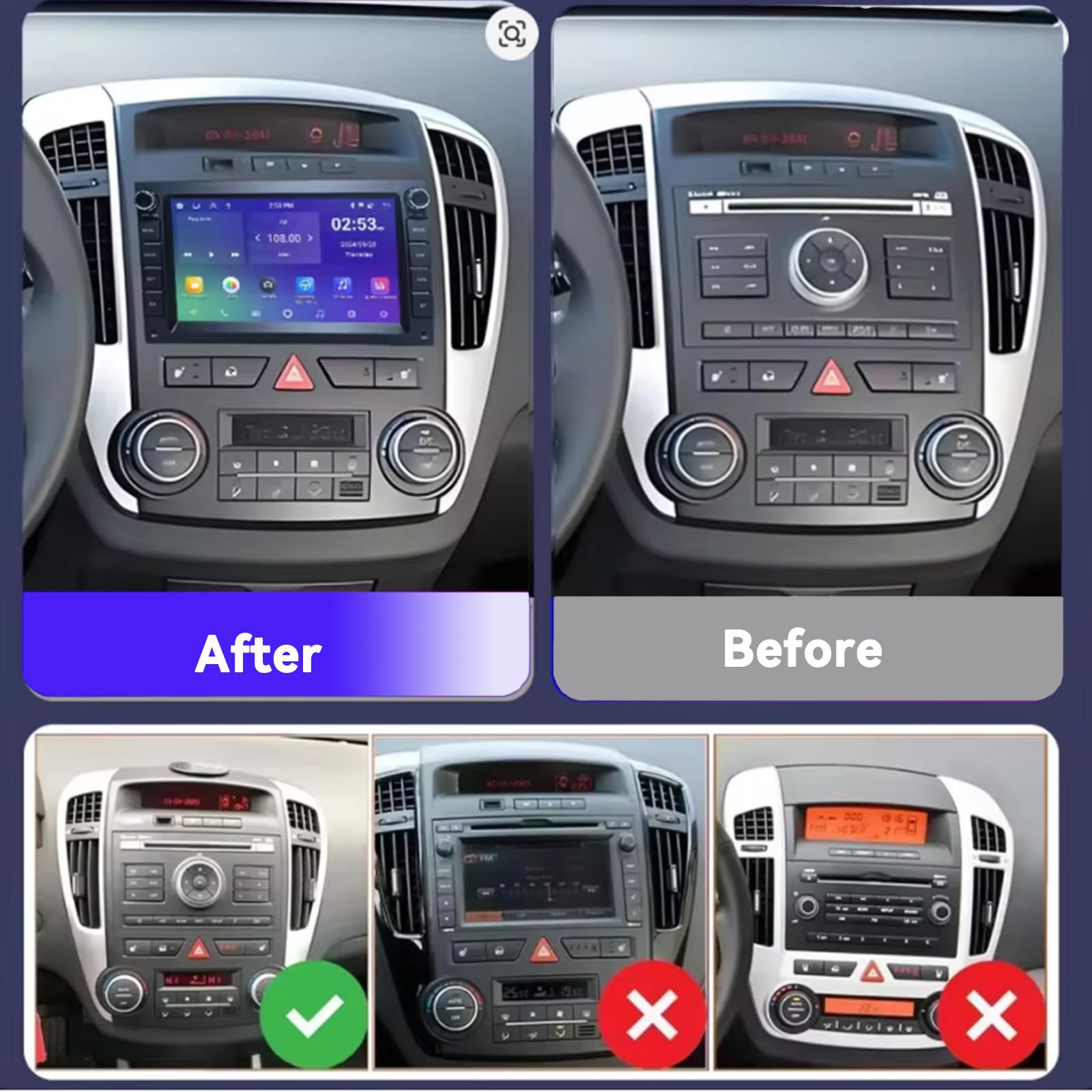 Écran Tactile 7 Pouces Autoradio pour Kia Venga et CEED 2010-2016, CarPlay sans Fil & Android Auto, Bluetooth, FM, RDS, DSP, USB, Poste Radio Voiture