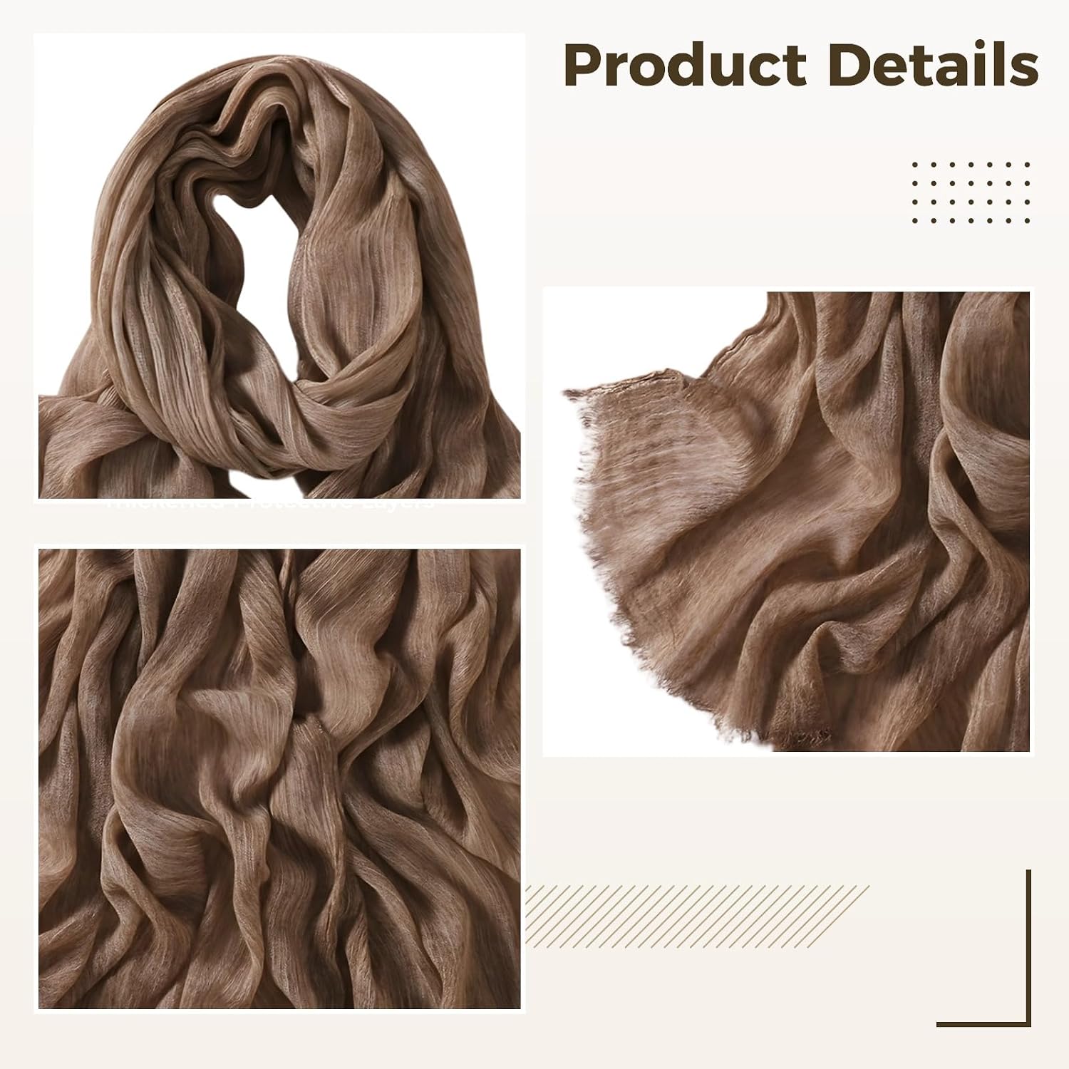 Rayon Hijab Scarf, Soft Wrinkled Shawl With Fringe, Lightweight Headscarf For Women Muslim, 70.9 X 26.4 In, 180 X 67 Cm, All Seasons