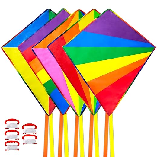 Ynanimery Outdoor Toys Kites for Kids Ages 4-8 Easy to Fly | Large Rainbow Kite Beach Toys for Kids 3-10 Girls Boys, Kites with Kite String 328FT for Adults Beginner,Rainbow Kite