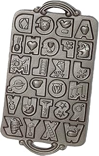 Alphabet Cookie Pan, Cast Iron, Half Sheet, 2.5 x 2 x 2 Inches, Black, Alphabet Shaped