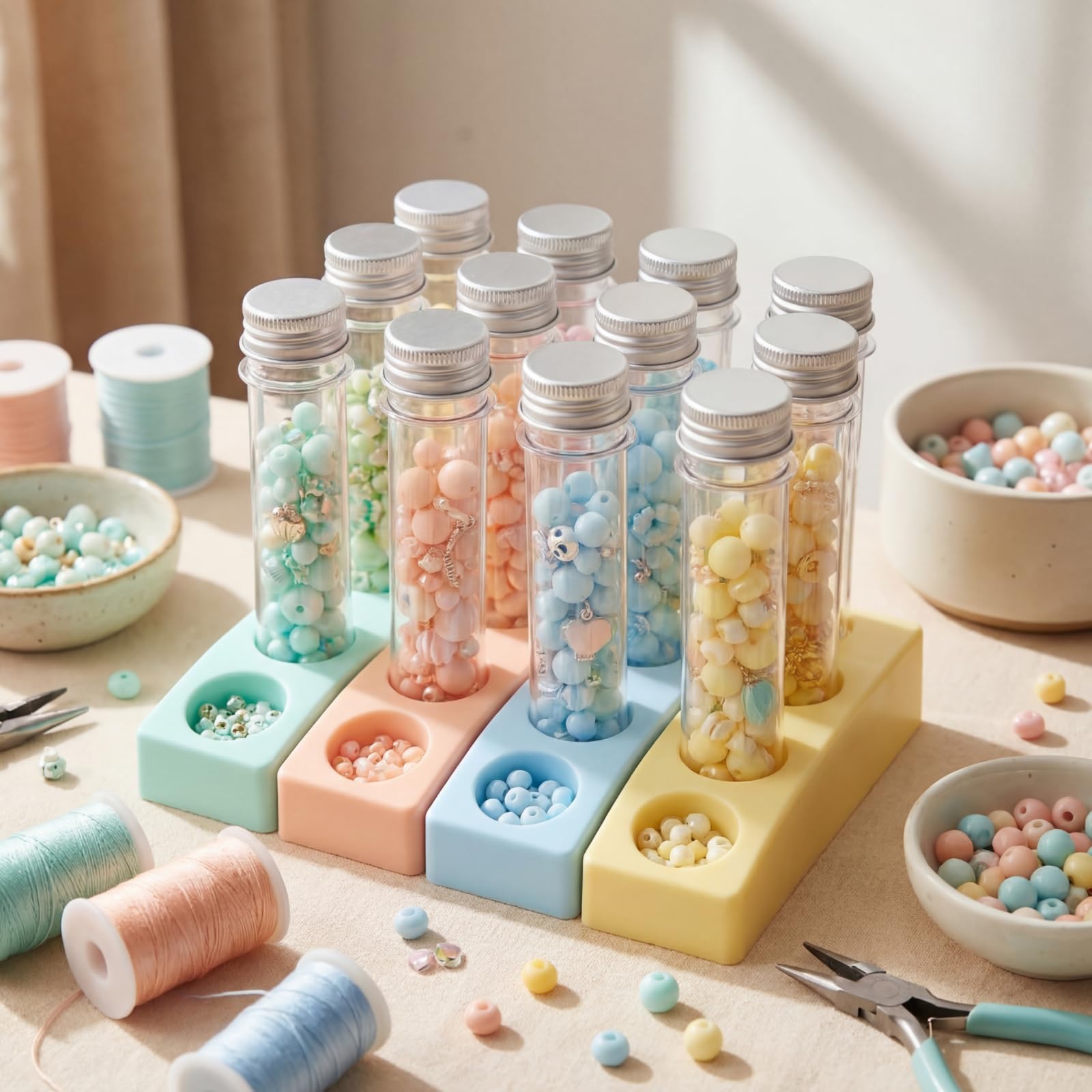 Provette in plastica trasparente da 45 ml, 25 x 140 mm, con coperchio cilindrico in alluminio, fiale in plastica per caramelle, spezie e fiori secchi, decorazione per la casa, esperimenti scientifici