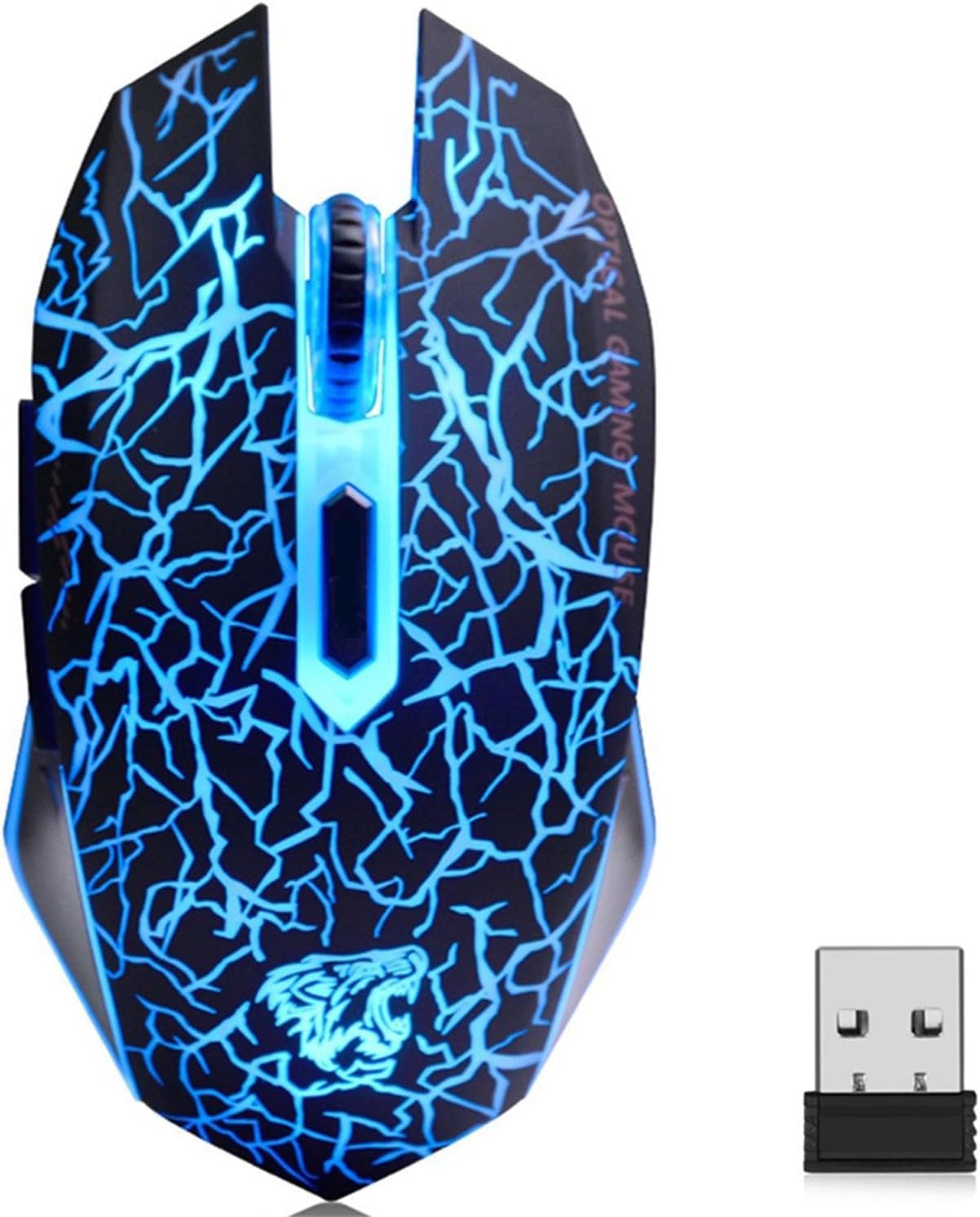 TENMOS TENMOS M2 Wireless Gaming Mouse, Silent Rechargeable Optical USB Computer Mice Wireless with 7 Color LED Light, Ergonomic Design, 3 Adjustable DPI Compatible with Laptop/PC/Notebook, 6 Buttons
